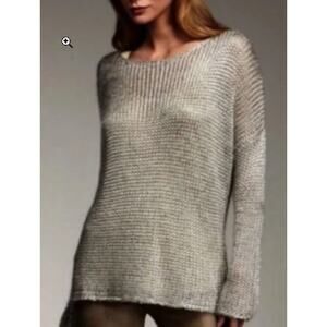 VINCE. Mohair Wool Blend Pullover Sweater Women Small Silver Metallic Loose Knit